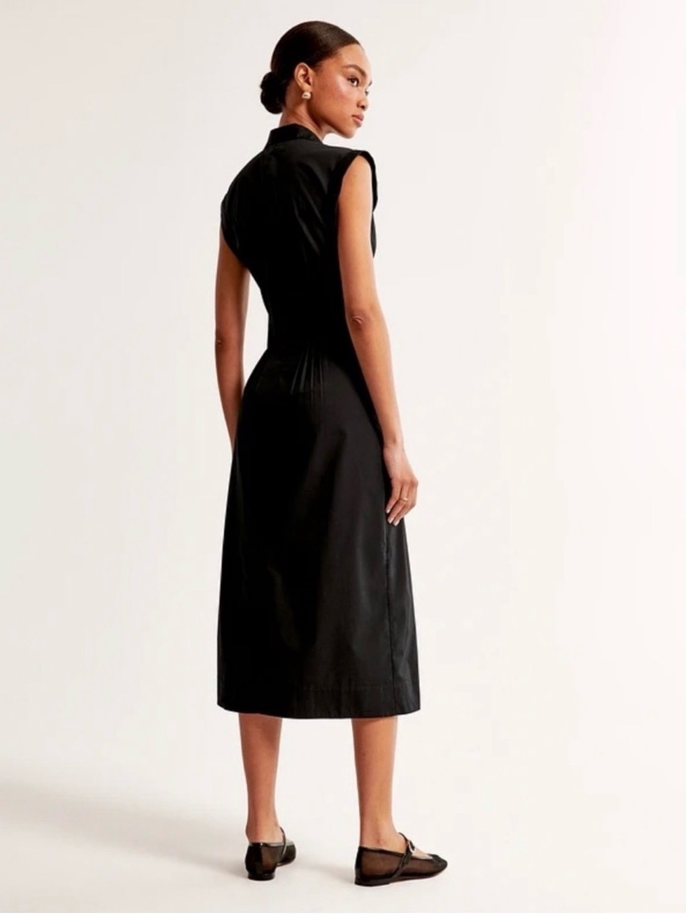NWT Abercrombie & Fitch Black Midi Shirt Dress Size Small - Picture 3 of 11